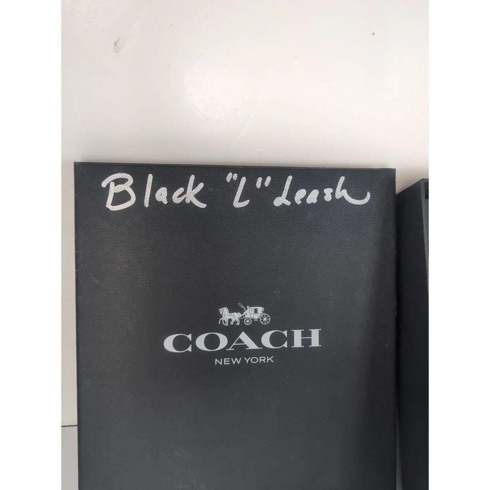 Authentic COACH Posh Black Leather Dog Leash Size Large New With Box & Tag!!